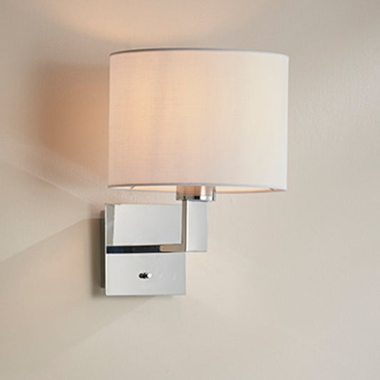 Norton Vintage White Cylinder Shade Wall Light In Polished Chrome