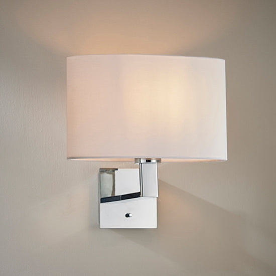 Norton Vintage White Ellipse Shade Wall Light In Polished Chrome