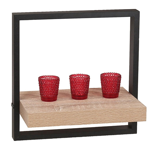 Nova Small Wooden Framed Floating Wall Shelf In Oak Effect