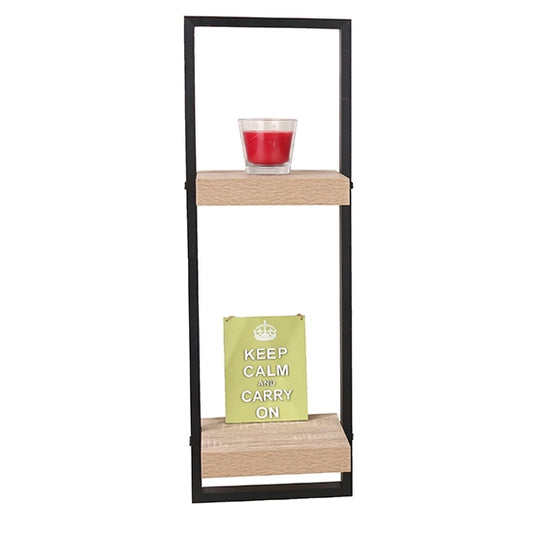 Nova Wooden Framed Double Floating Wall Shelf In Oak Effect