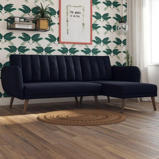 Novogratz Brittany Linen Fabric Sofa Bed In Blue