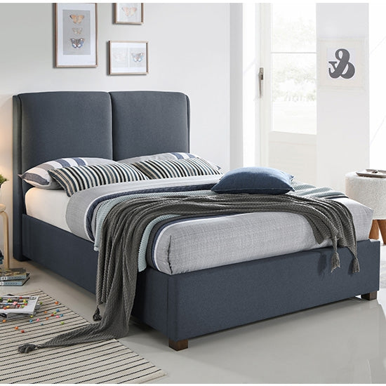Oakland Fabric Upholstered Double Bed In Dark Grey