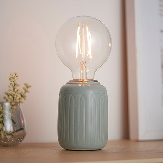 Olivia Table Lamp In Gloss Thyme Glaze And Satin Nickel
