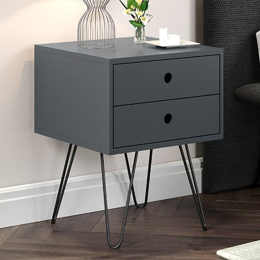 Options Telford Dark Blue 2 Drawers Bedside Cabinet With Metal Legs