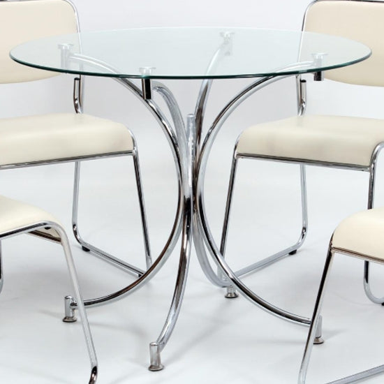 Orkney Glass Dining Table With Chrome Metal Legs