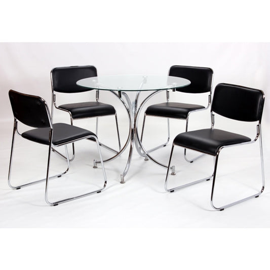 Orkney Round Clear Glass Dining Set With 4 Chairs