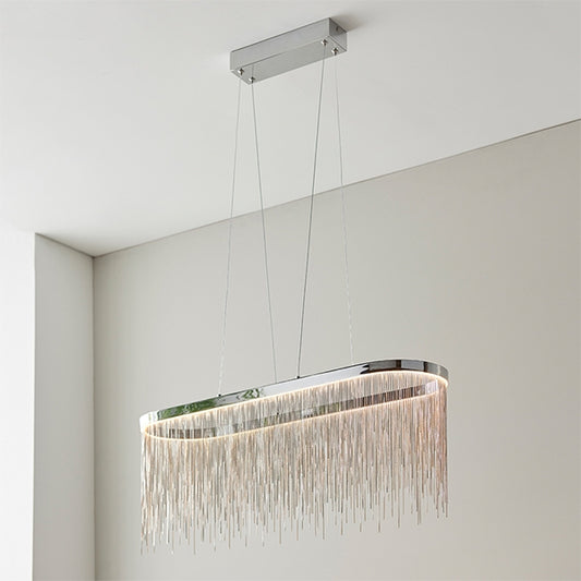 Orphelia Oval Ceiling Pendant Light In Polished Chrome And Silver