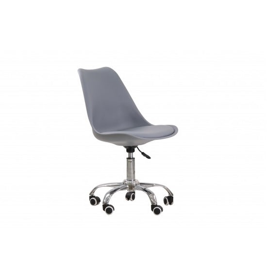 Orsen Faux Leather Swivel Office Chair In Grey