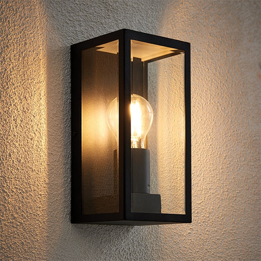 Oxford Clear Bevelled Edge Glass Wall Light In Matt Black