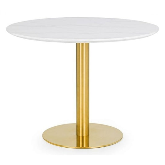 Palermo Round Marble Dining Table With Gold Base