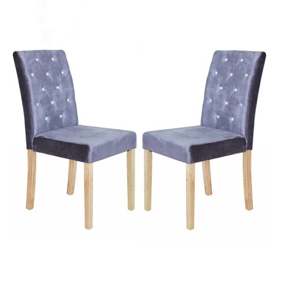 Paris Silver Velvet Dining Chairs In Pair