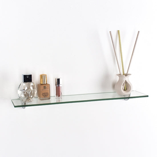Image showcasing Pearl Large Glass Wall Shelf In Clear | Elegant Furniture UK ...