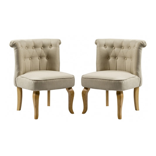 Pembridge Beige Fabric Chair In Pair With Oak Wooden Legs