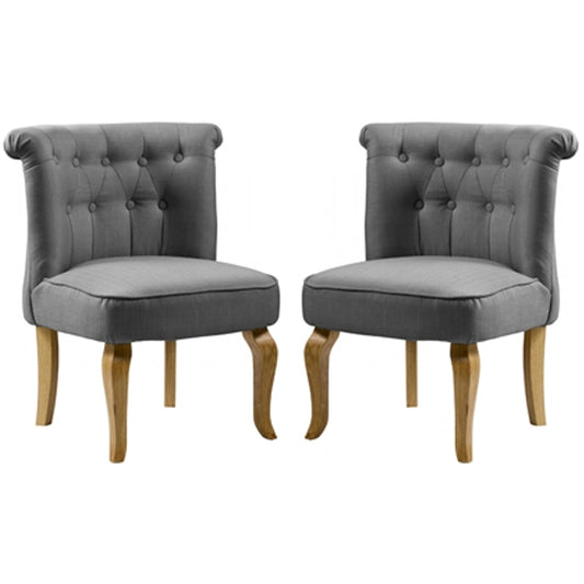 Pembridge Grey Fabric Chair In Pair With Oak Wooden Legs