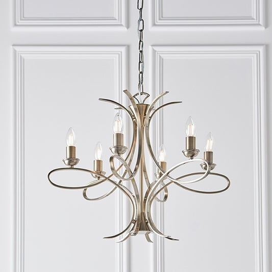 Penn 6 Candle Lamps Semi Flush Ceiling Light In Brushed Brass