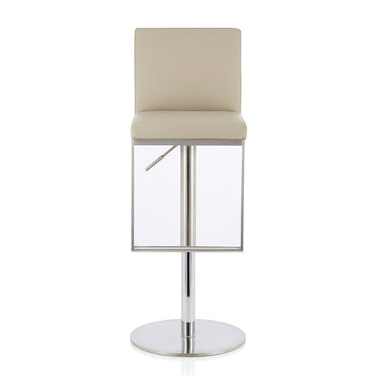 Petunia Faux Leather Swivel Adjustable Height Bar Stool In Beige