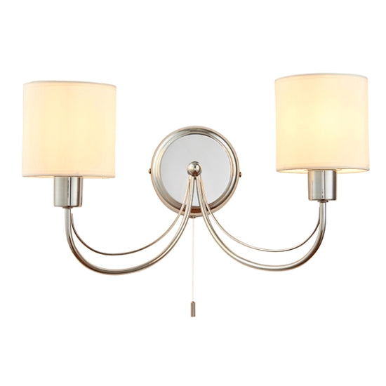 Phantom White Fabric 2 Lights Wall Light In Chrome
