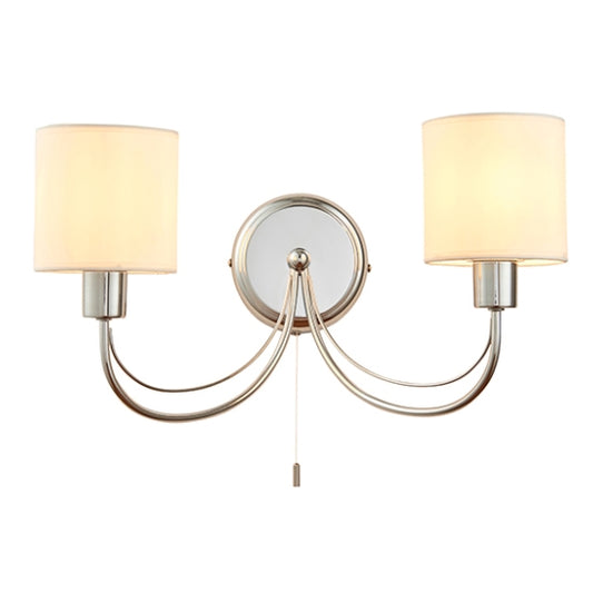 Phantom White Fabric 2 Lights Wall Light In Chrome