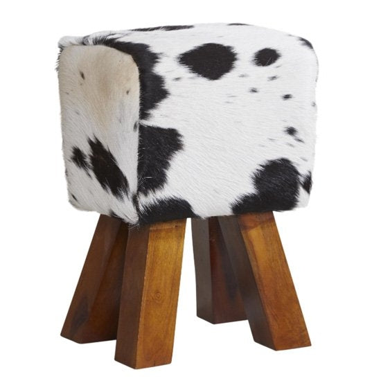 Phekon Cowhide Faux Leather Stool In Dark