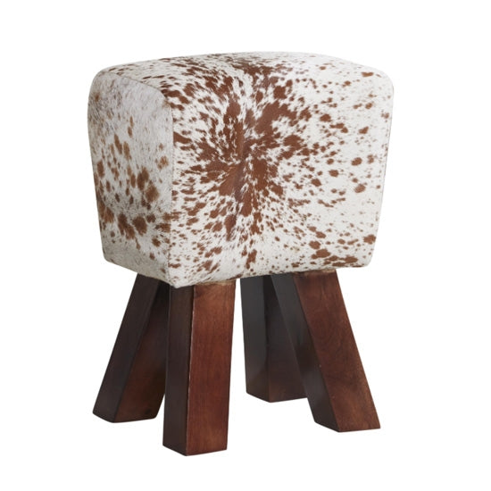 Phekon Cowhide Faux Leather Stool In Natural