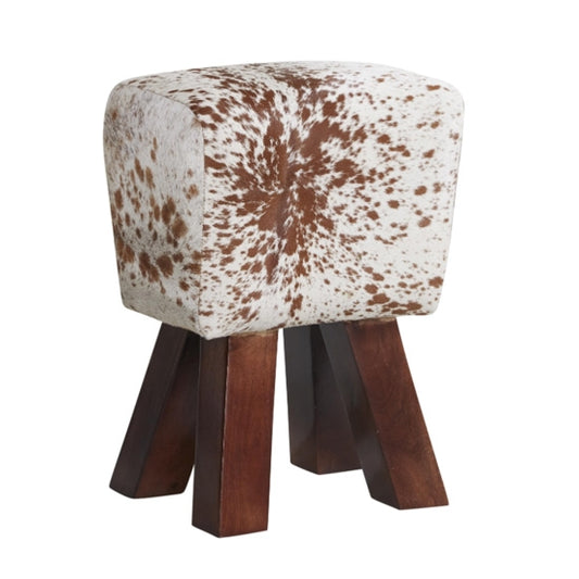 Phekon Cowhide Faux Leather Stool In Natural