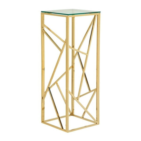 Phoenix Clear Glass Top Side Table With Gold Frame