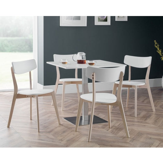 Pisa Wooden Dining Table In White & 4 Casa Chairs