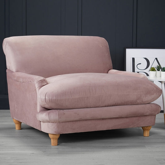 Plumpton Velvet Fabric Armchair In Blush