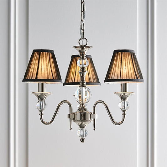 Polina 3 Lights Black Shades Ceiling Pendant Light In Polished Nickel