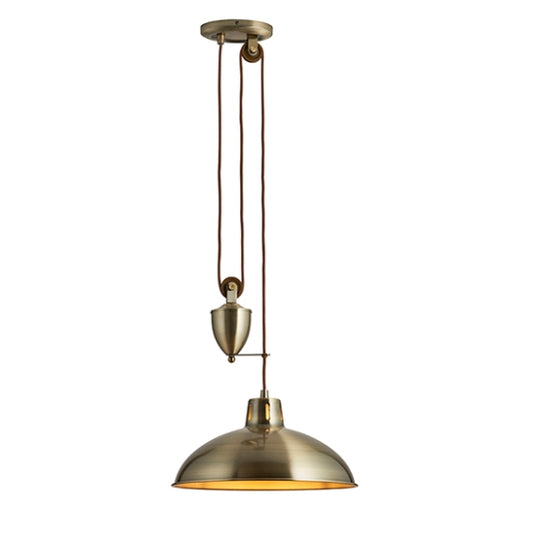 Polka Rise And Fall LED Ceiling Pendant Light In Antique Brass