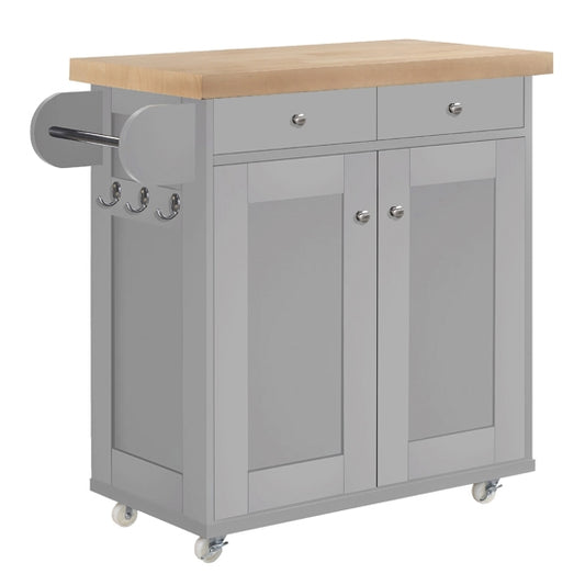 Portland Wooden Kitchen Island In Grey