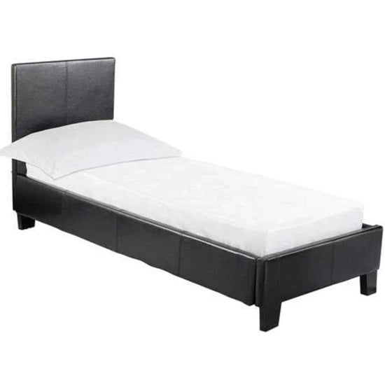 Prado Faux Leather Upholstered Single Bed In Black
