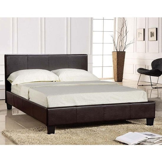 Prado Faux Leather Upholstered Lift-Up Double Bed In Brown