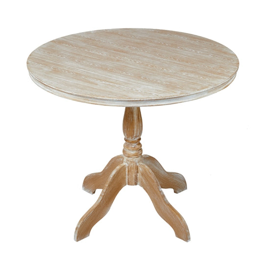 Provence Round Wooden Dining Table In Weathered Oak