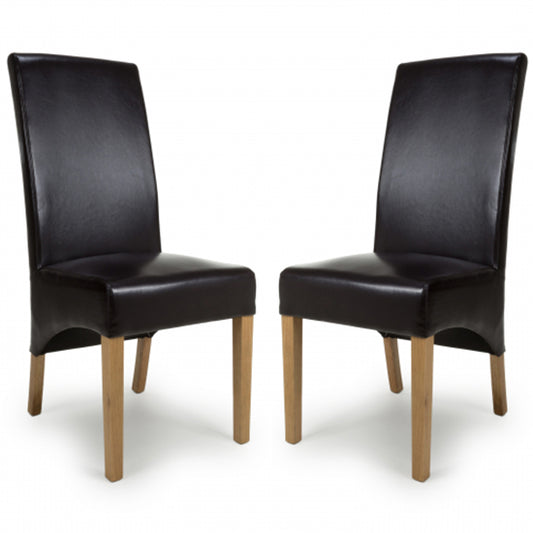 Kenton Brown Bonded Leather Dining Chairs In Pair