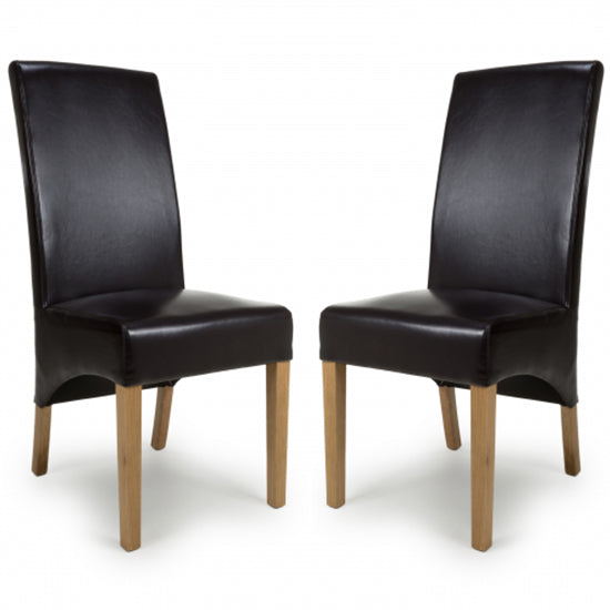 Kenton Brown Bonded Leather Dining Chairs In Pair