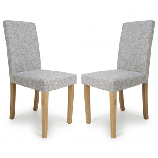 Finley Grey Weave Linen Effect Dining Chairs In Pair