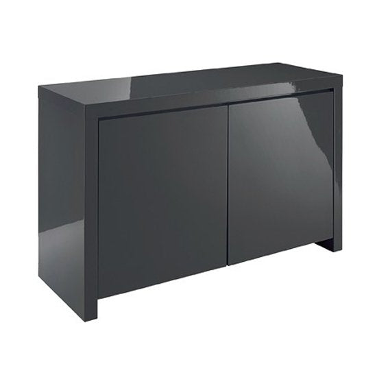 Puro Wooden Sideboard In Charcoal High Gloss With 2 Doors