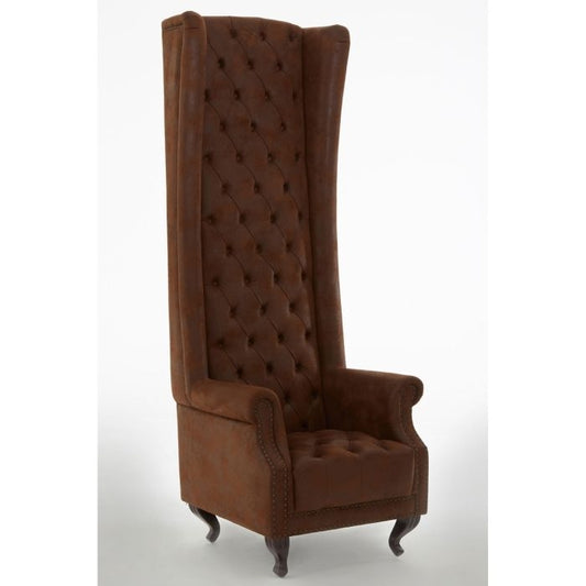 Regents Park Tall Microfibre Leather Upholstered Porter Chair In Brown