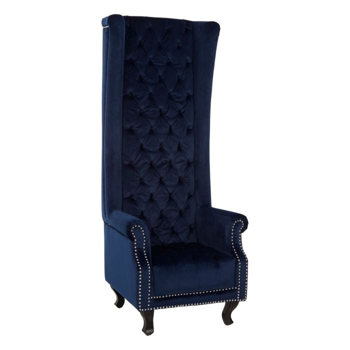 Regents Park Tall Microfibre Leather Upholstered Porter Chair In Midnight Blue