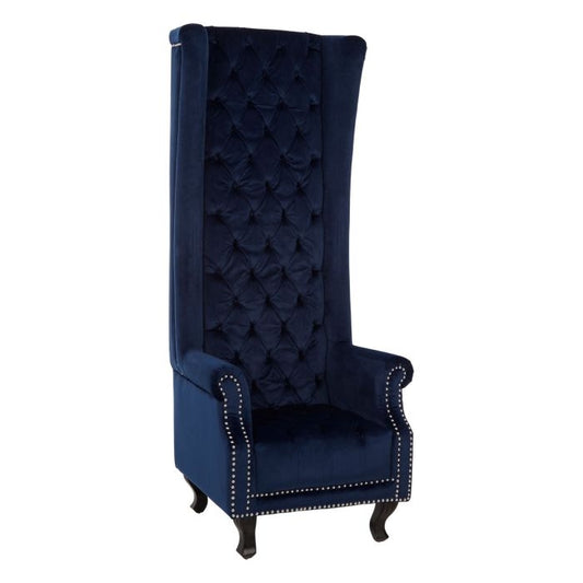 Regents Park Tall Microfibre Leather Upholstered Porter Chair In Midnight Blue