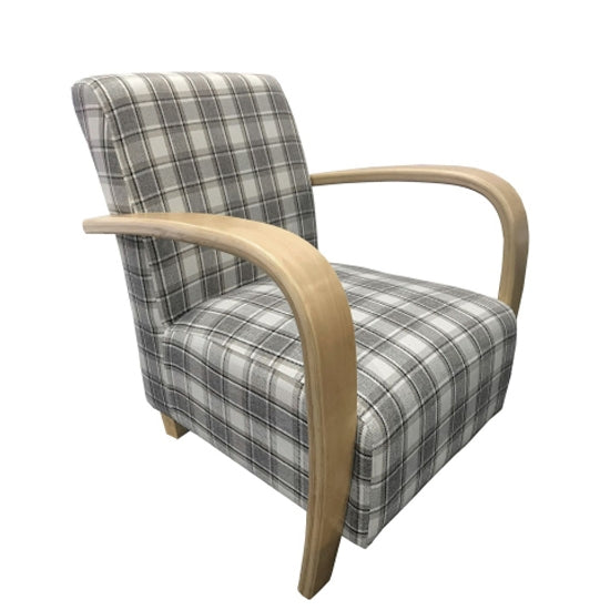 Restmore Herringbone Check Fabric Armchair In Cappuccino