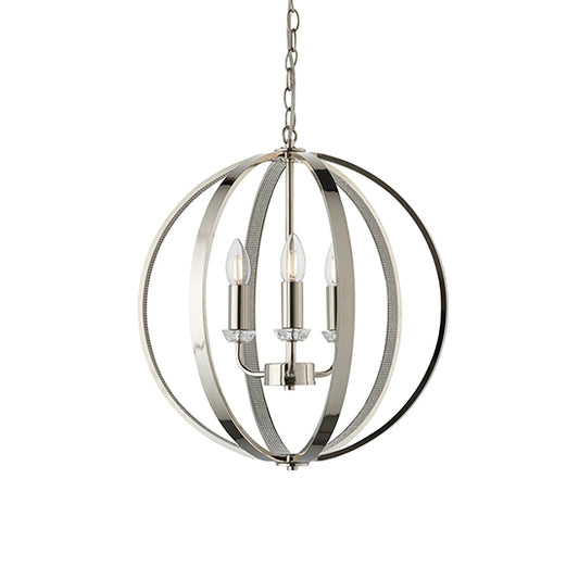Ritz 3 Lights Ceiling Pendant Light In Bright Nickel