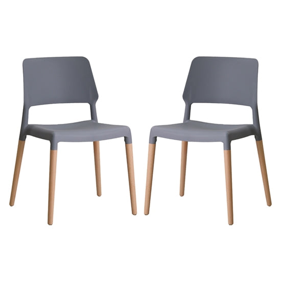 Riva Grey Plastic Dining Chairs In Pair