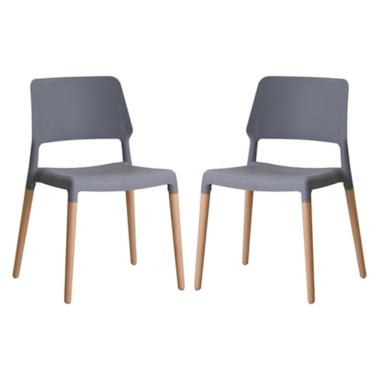 Riva Grey Plastic Dining Chairs In Pair