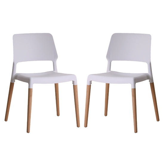 Riva White Plastic Dining Chairs In Pair