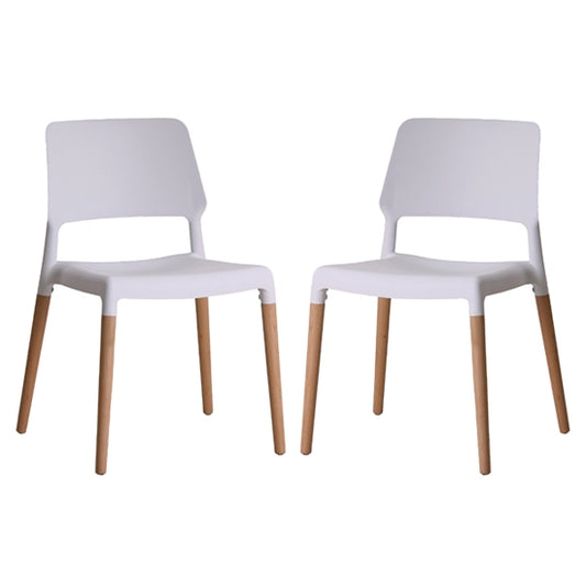 Riva White Plastic Dining Chairs In Pair