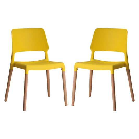 Riva Yellow Plastic Dining Chairs In Pair