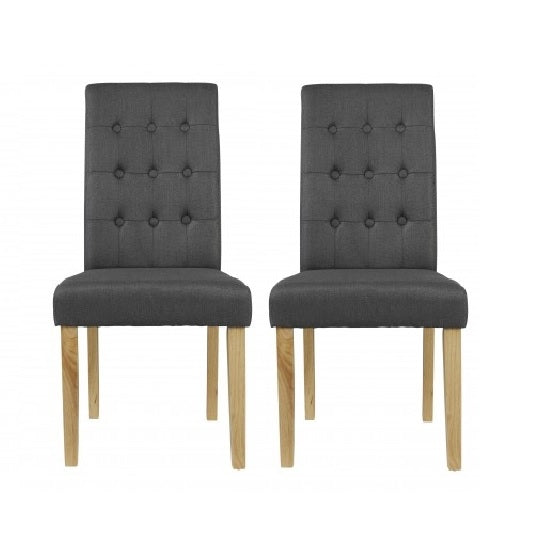 Roma Grey Linen Fabric Dining Chairs In Pair