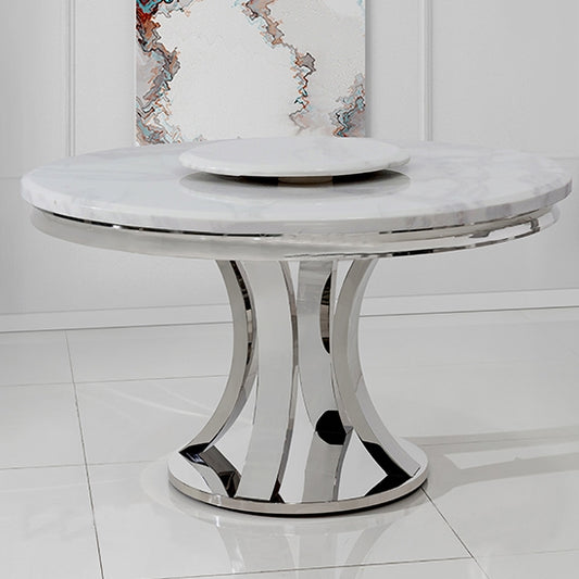 Romano Round Marble 130cm Dining Table In White